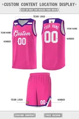 Pink White-Purple Classic Sports Basketball Jersey 2