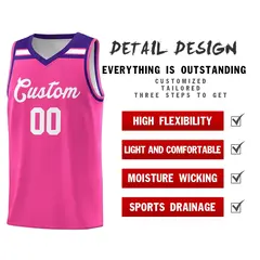 Pink White-Purple Classic Sports Basketball Jersey 4