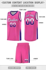 Pink White Purple Two Tone Font Basketball Jersey 2