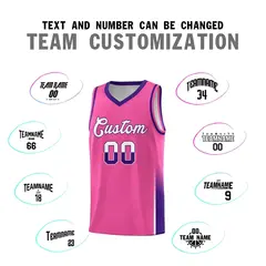 Pink White Purple Two Tone Font Basketball Jersey 3