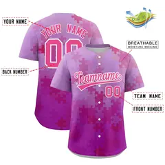 Pink White Puzzle Elements Baseball Jersey 2