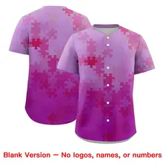 Pink White Puzzle Elements Baseball Jersey 7