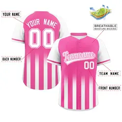 Pink White Raglan Gradient Thick Stripe Baseball Jersey 2