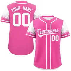 Pink White Raglan Sleeves Authentic Baseball Jersey
