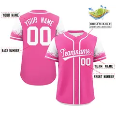 Pink White Raglan Sleeves Authentic Baseball Jersey 2