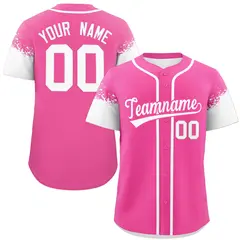 Pink White Raglan Sleeves Authentic Baseball Jersey