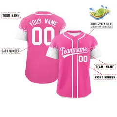 Pink White Raglan Sleeves Authentic Baseball Jersey 2