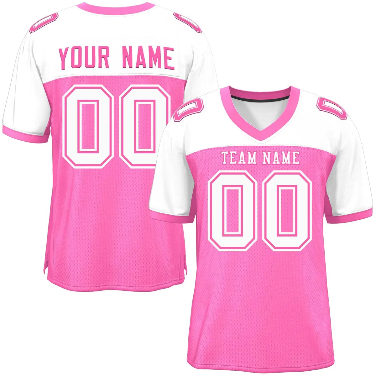 Pink-White Raglan Sleeves Authentic Football Jersey