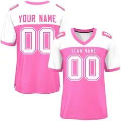 Pink-White Raglan Sleeves Authentic Football Jersey