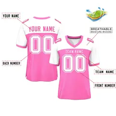 Pink-White Raglan Sleeves Authentic Football Jersey 2