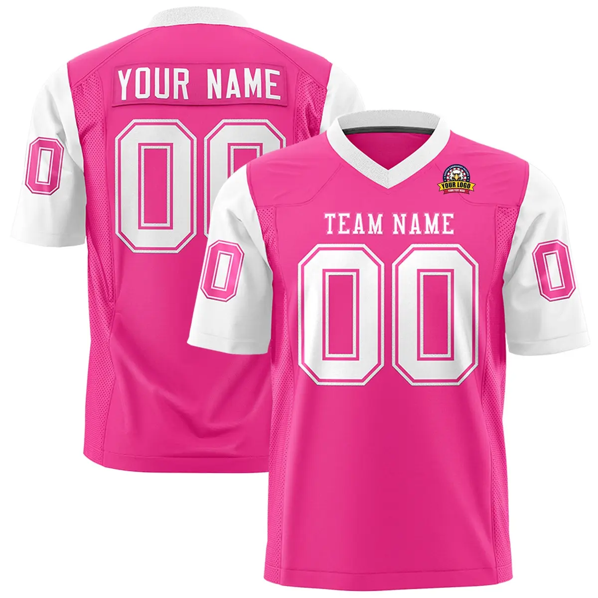 Pink White Raglan Sleeves Authentic Football Jersey