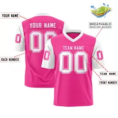 Pink White Raglan Sleeves Authentic Football Jersey 2
