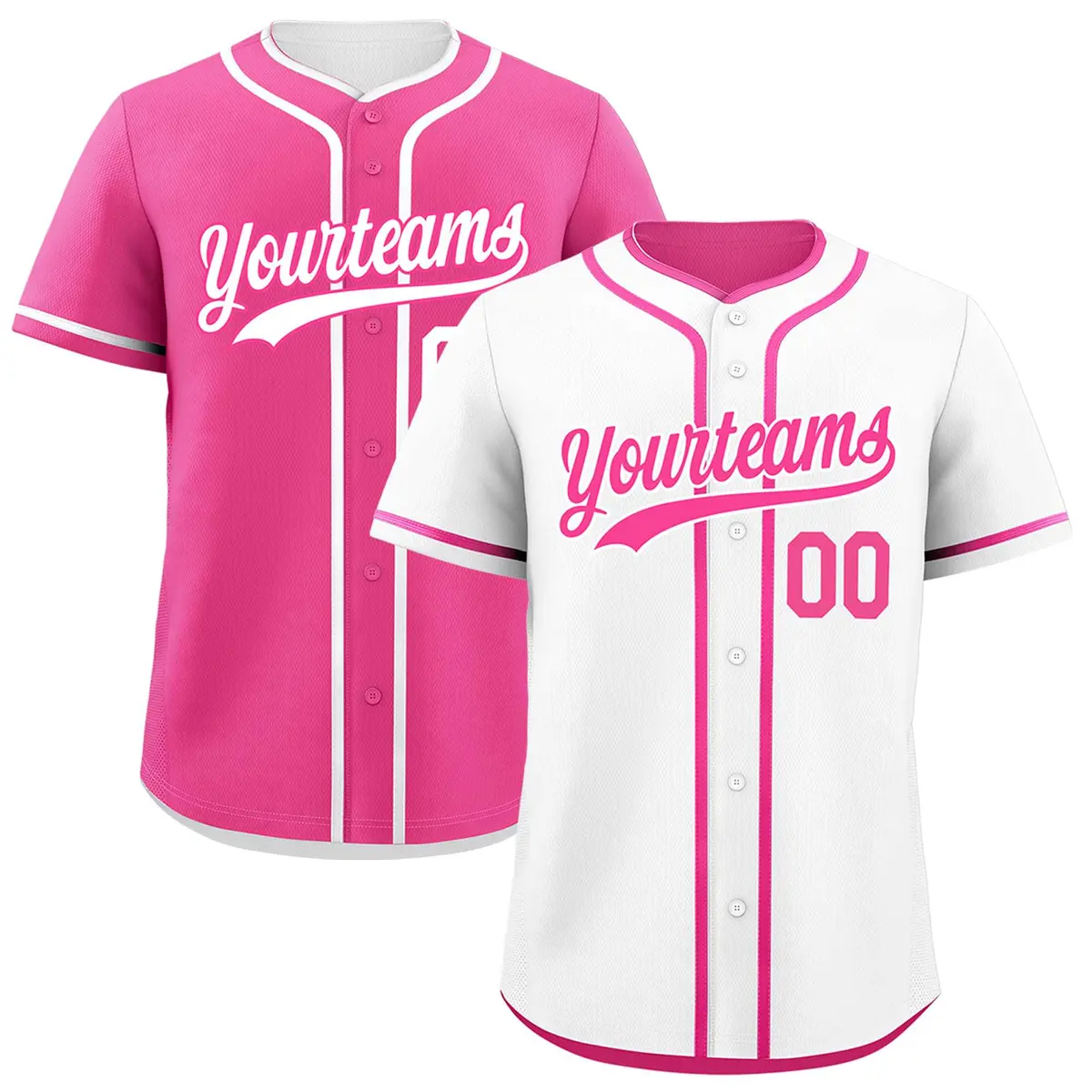 Pink White Reversible Baseball Jersey Moisture-Wicking
