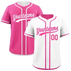 Pink White Reversible Baseball Jersey Moisture-Wicking