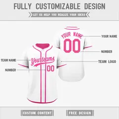 Pink White Reversible Baseball Jersey Moisture-Wicking 3