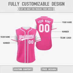 Pink White Reversible Raglan Sleeves Baseball Jersey 3