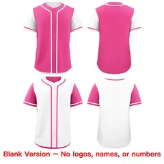 Pink White Reversible Raglan Sleeves Baseball Jersey 9