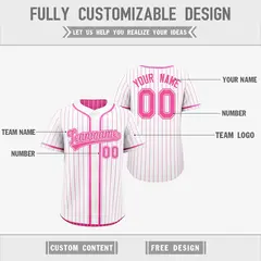 Pink White Reversible Stripe Baseball Jersey 3