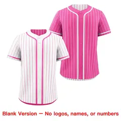 Pink White Reversible Stripe Baseball Jersey 8