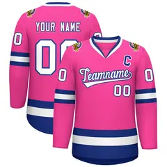 Pink White-Royal Classic Hockey Jersey