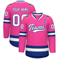 Pink White-Royal Classic Hockey Jersey 1
