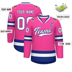Pink White-Royal Classic Hockey Jersey 2