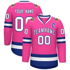 Pink White-Royal Classic Hockey Jersey 1