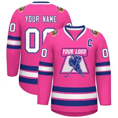 Pink White-Royal Classic Hockey Jersey 1