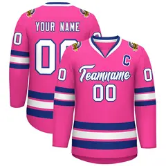 Pink White-Royal Classic Hockey Jersey 1