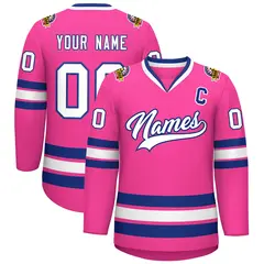 Pink White-Royal Classic Hockey Jersey