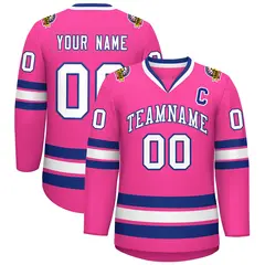 Pink White-Royal Classic Hockey Jersey 1