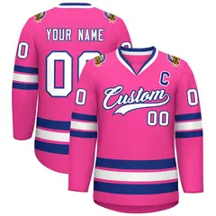 Pink White-Royal Classic Hockey Jersey 1