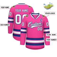 Pink White-Royal Classic Hockey Jersey 2