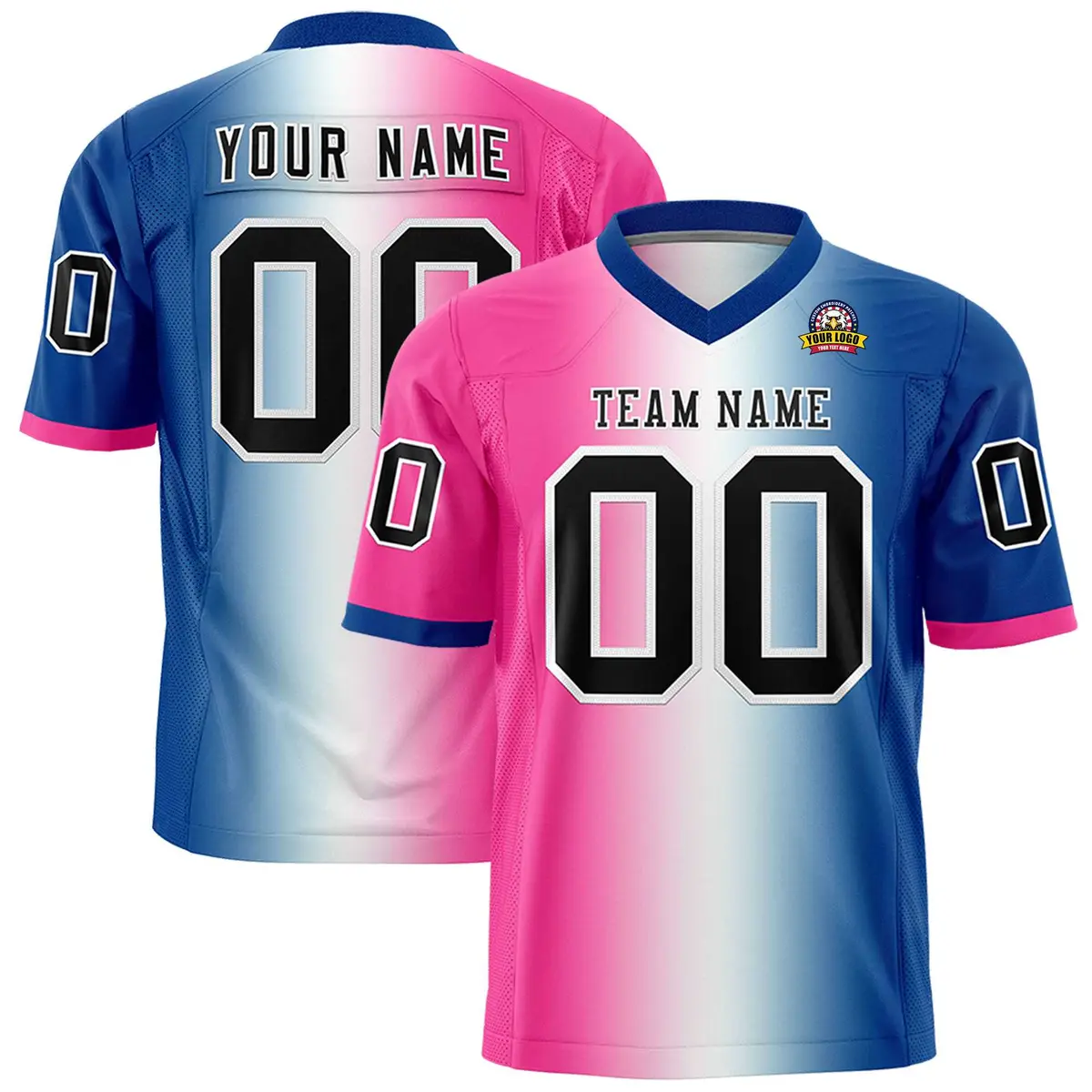 Pink White-Royal Gradient Fashion Authentic Football Jersey