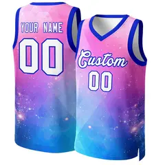 Pink White Royal Graffiti Pattern Mesh Basketball Jersey