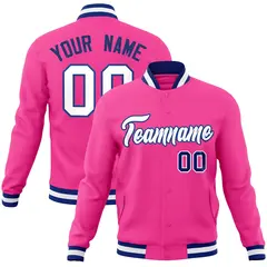 Pink White-Royal Varsity Full-Snap Letterman Jacket