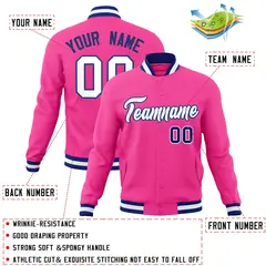 Pink White-Royal Varsity Full-Snap Letterman Jacket 4