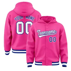 Pink White-Royal Varsity Letterman Classic Hoodie Jacket 1