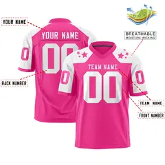Pink White Shoulder Star Pattern Flag Football Jersey 2