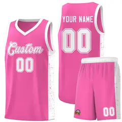 Pink White Side Splash Basketball Uniform Jersey 1