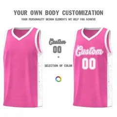 Pink White Side Splash Basketball Uniform Jersey 3