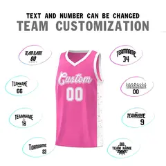 Pink White Side Splash Basketball Uniform Jersey 4