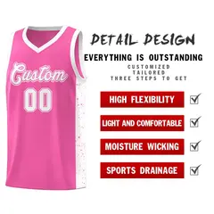 Pink White Side Splash Basketball Uniform Jersey 5