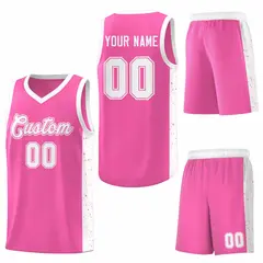 Pink White Side Splash Basketball Uniform Jersey 6