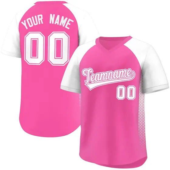 Pink White Side Spot Raglan Pullover Baseball Jersey