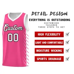 Pink White Side Symmetrical Line Pattern Basketball Jersey 2