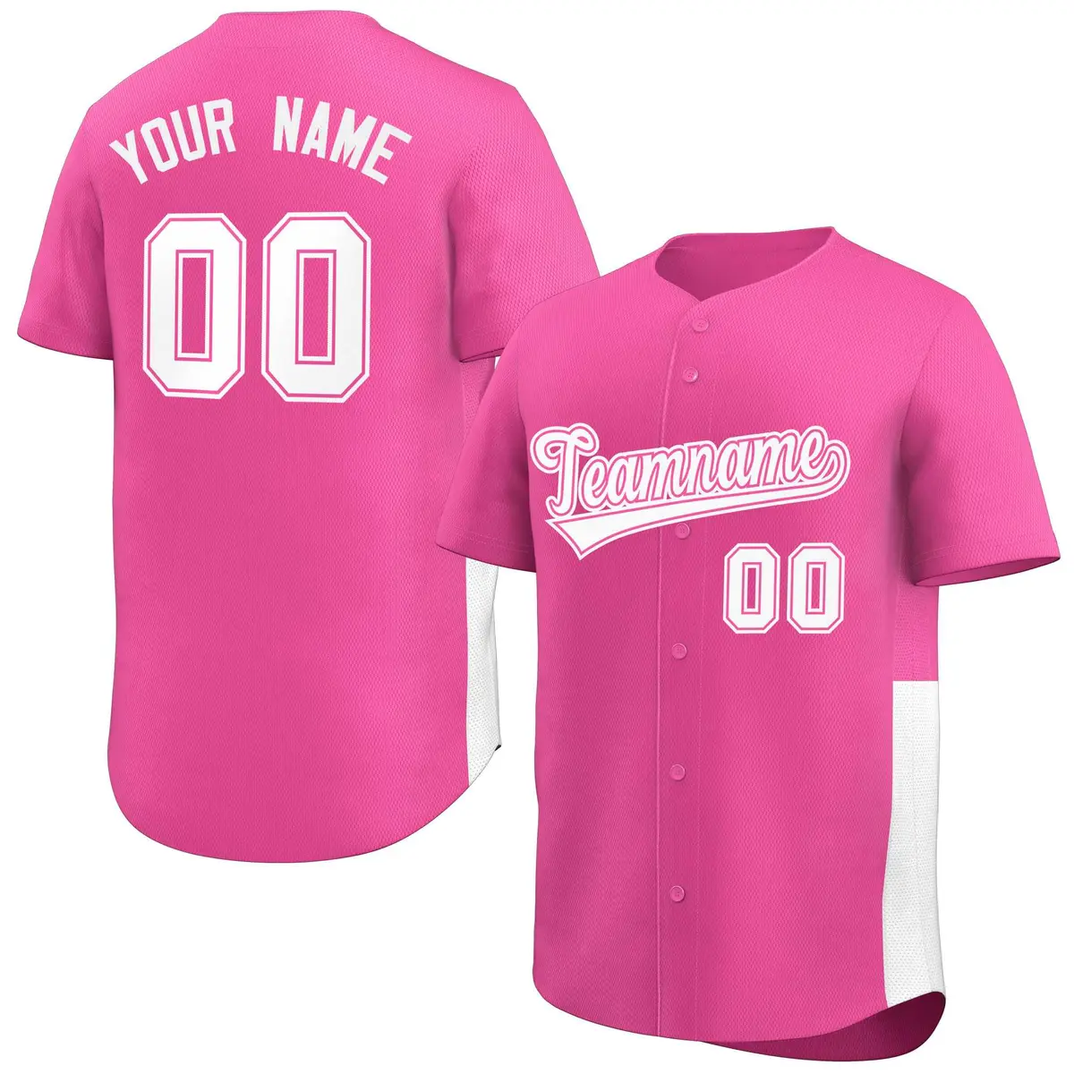 Pink White Side Two-Tone Authentic Baseball Jersey