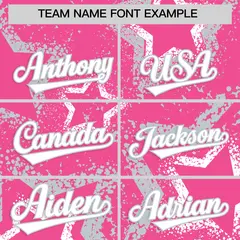 Pink White Silver Star-Shaped Graffiti Ink Baseball Jersey 3