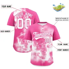 Pink White Skeleton Graffiti Lightweight Baseball Jersey 2