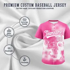 Pink White Skeleton Graffiti Lightweight Baseball Jersey 4